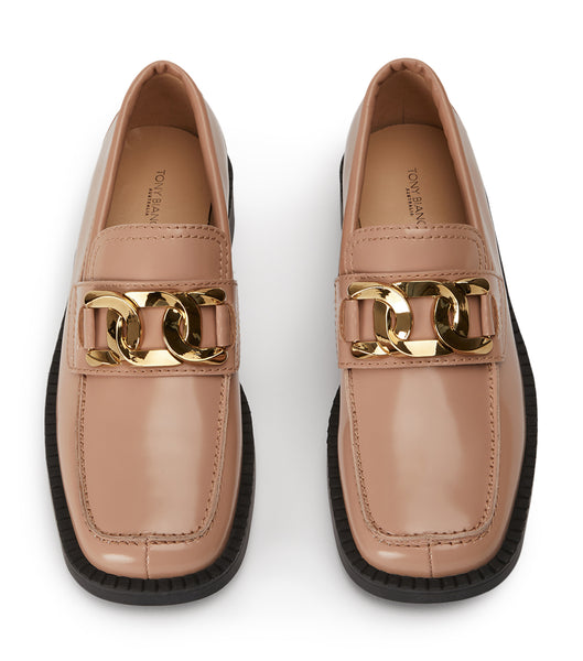 Loafers Tony Bianco Tia Latte Hi Shine 4cm Beige | MCLHR19784