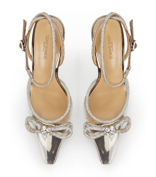 Tacones De Novia Tony Bianco Eros Clear Vinylite/Gunmetal Shine 10.5cm Gris | CLXMI86461