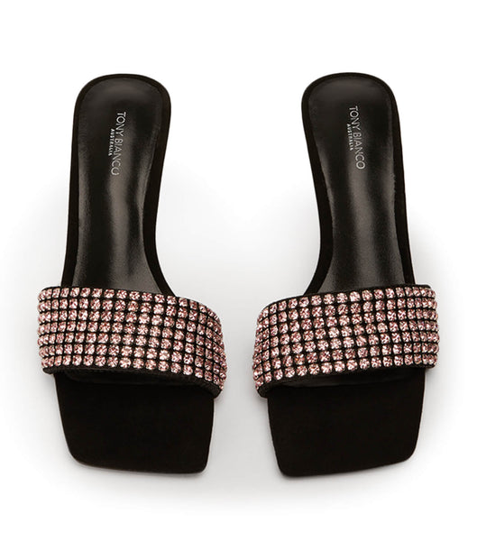Tacones bajos Tony Bianco Amos Pink Crystal/Black Gamuza 6.5cm Rosas Negras | CLCVG42195