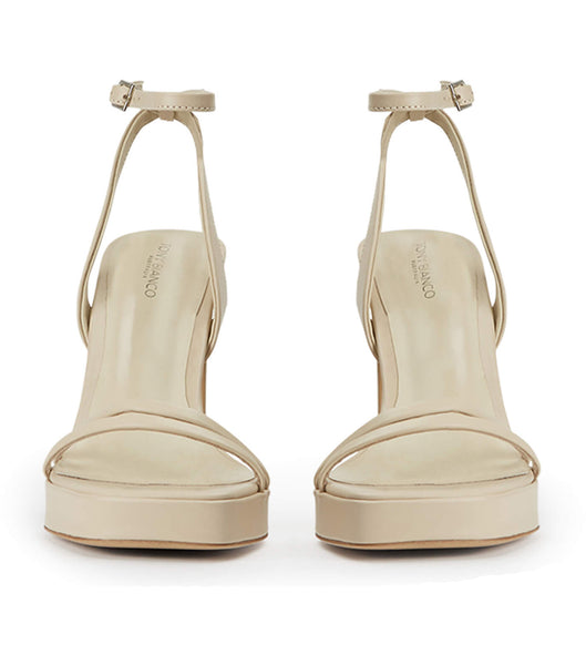 Zapatos Tacon Bloque Tony Bianco Dandy Vanilla Capretto 11.5cm Amarillo Claro | CLICD79756