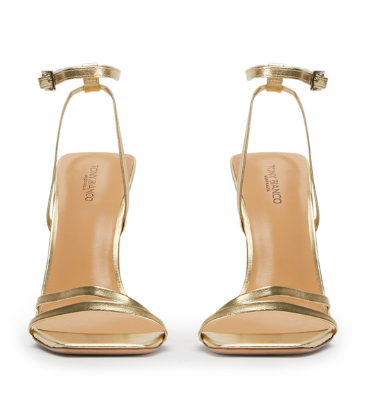 Zapatos Tacon Bloque Tony Bianco Nix Gold Nappa Metallic 10.5cm Doradas Metal | CLJZR81324