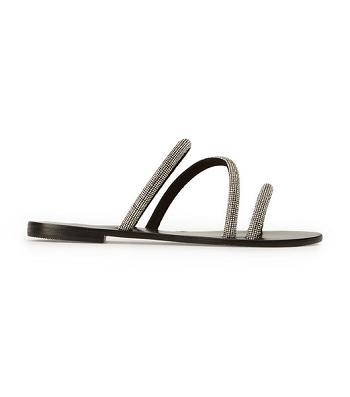 Sandalias Planas Tony Bianco Fusion Crystal/Black Gamuza 1cm Negras | DCLVO49132