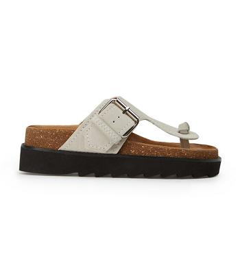 Sandalias Planas Tony Bianco Marlo Milk Gamuza 3cm Blancas | ZCLNQ20622