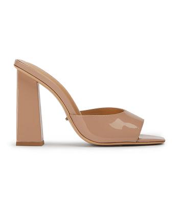 Zapatos Tacon Bloque Tony Bianco Naja Coco Charol 10.5cm Beige | LCLSX57744